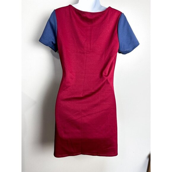 Made by Johnny Color Block Shift Dress Womens Business Casual Red Blue Small - Picture 4 of 6